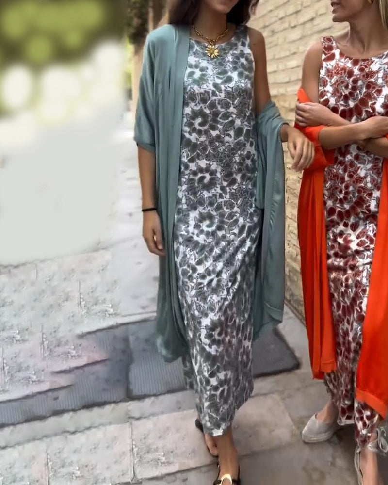 Veronica™ Elegant Two-Piece Set | Flowing Maxi Dress and Lightweight Jacket