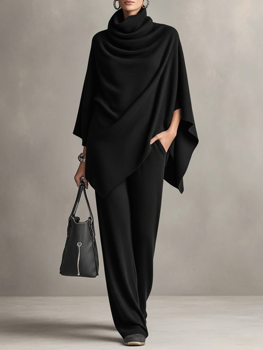 Sarina™ Elegant Drape Two-Piece Set | Flowing Top and Wide-Leg Trousers