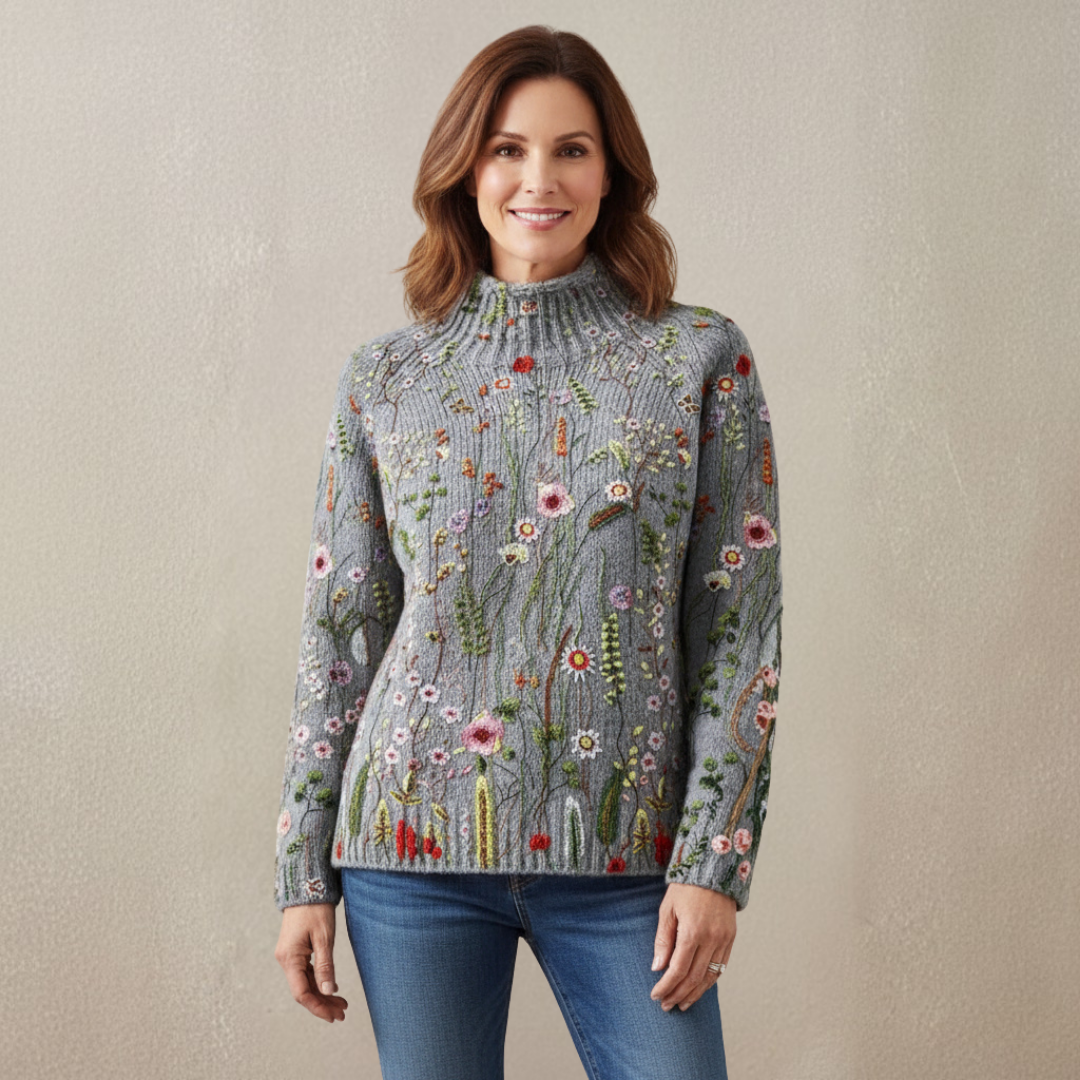 Maurine | Vintage floral print turtleneck sweater