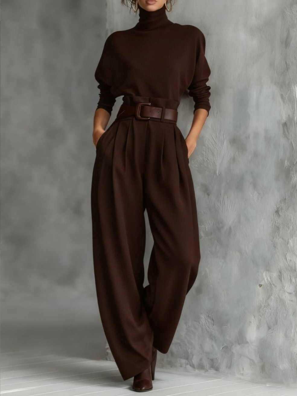 Jessica™ Elegant Top & Straight-Leg Pants Set | Fitted Turtleneck and Tailored Trousers
