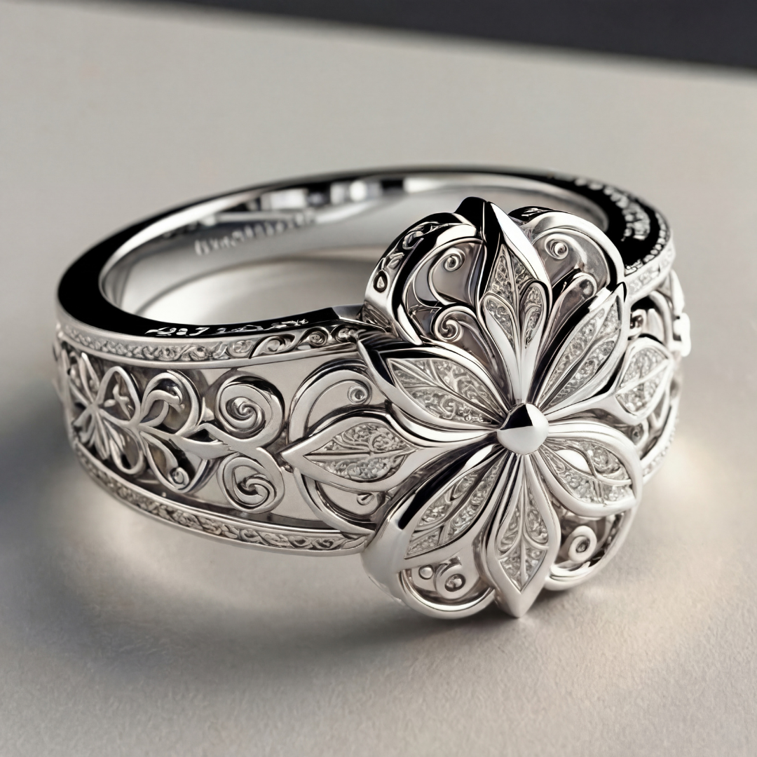 Flower Zirconia Exotic Silver Ring