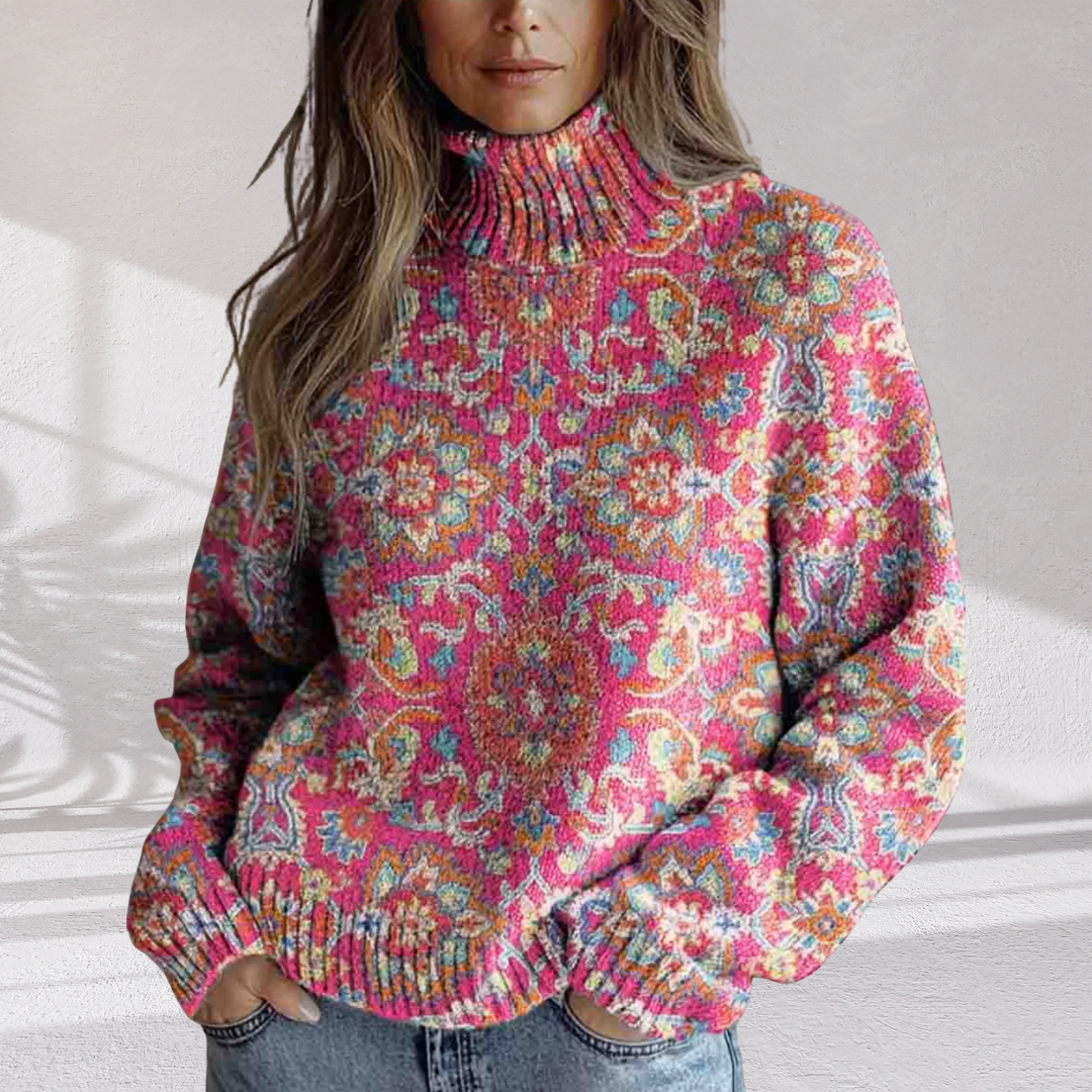 Florence - Floral Knit Turtleneck