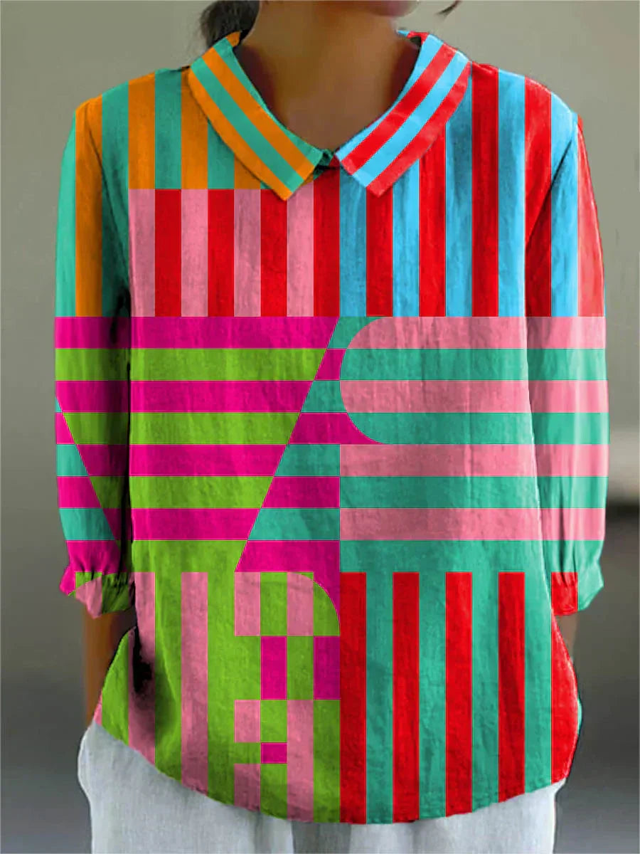 Natalie Geometric Colorplay Blouse