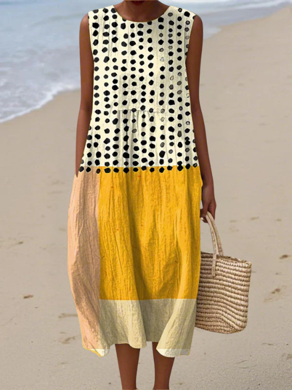 Leah | Polka Colourblock Midi Dress